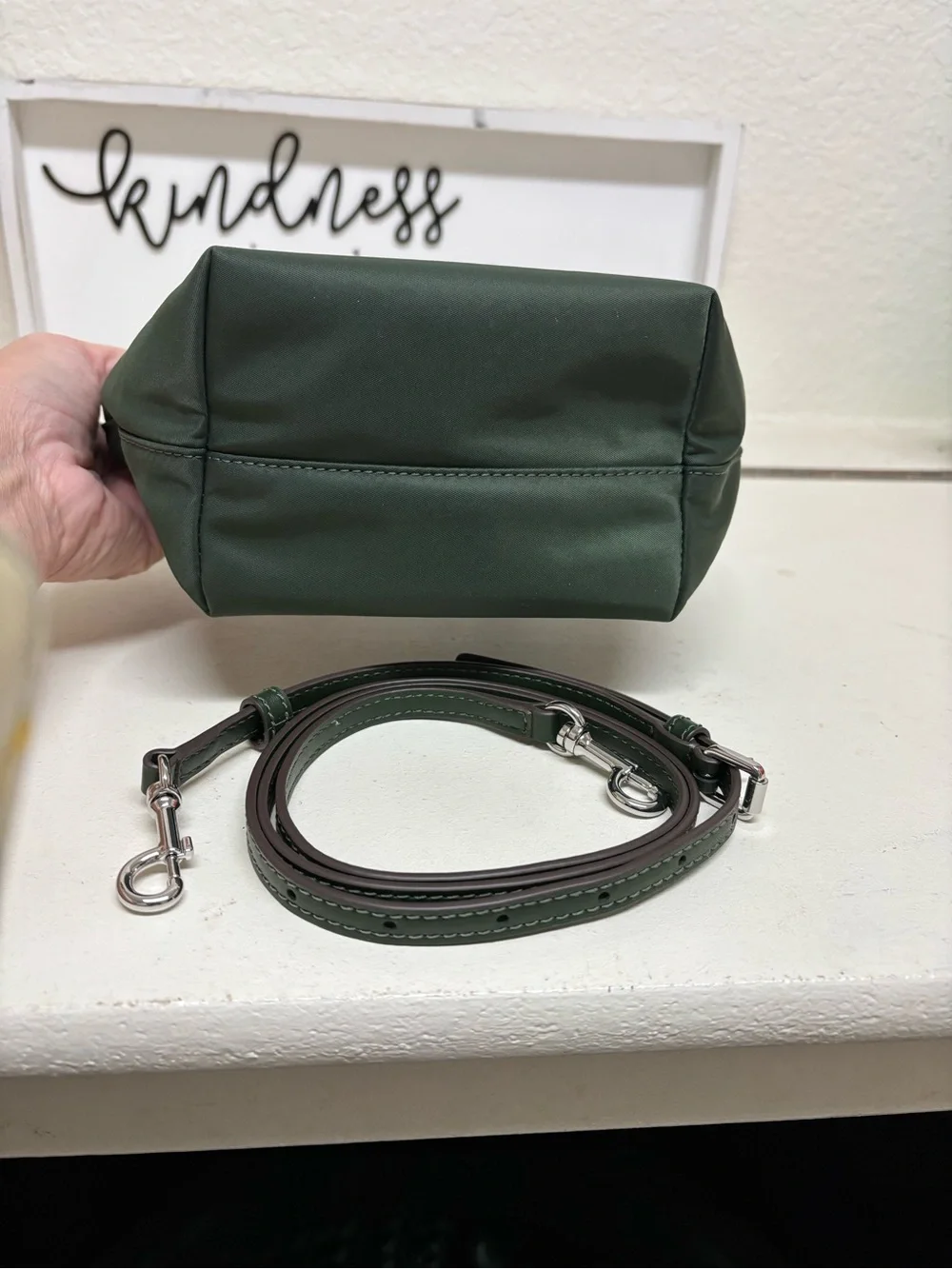 Tory Burch Forest Green Mini Tote with Removable Strap